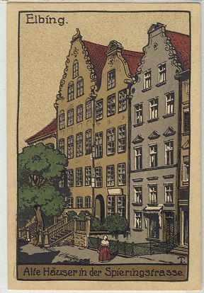 Elbing - Alte H�user in der Spieringgasse 