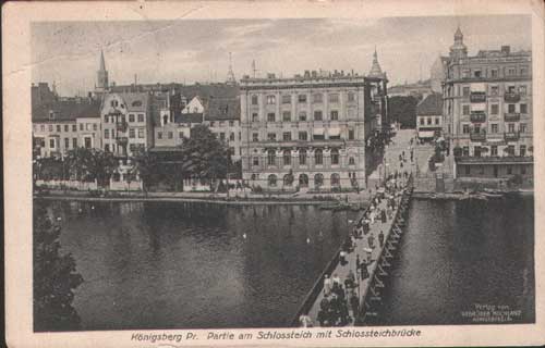 K�nigsberg - Partie am Schlo�teich mit Schlossteichbr�cke 1916